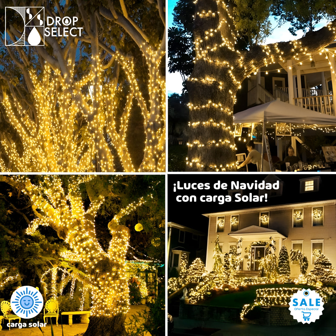 Luces de navidad con carga solar